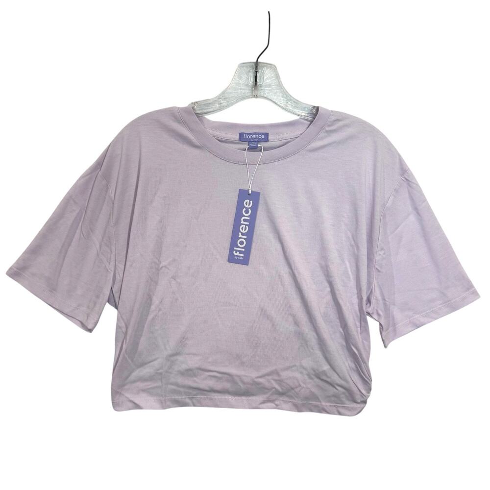 Florence by Mills Women’s Lavender Cropped Tee Elastic Hem Large NWT